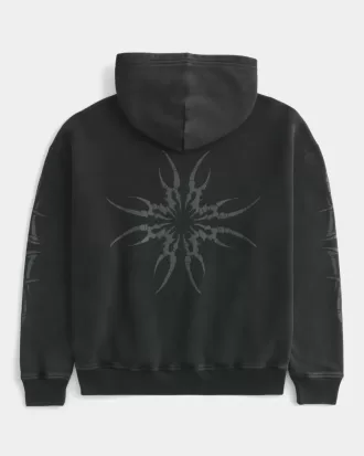 Felpa con cappuccio grafica squadrata