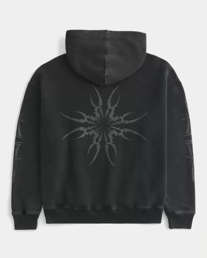 Felpa con cappuccio grafica squadrata