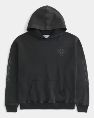 Felpa con cappuccio grafica squadrata