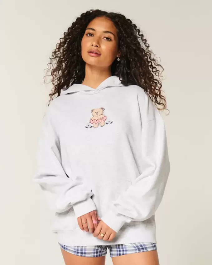 Felpa con cappuccio grafica Teddy Bear