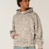 Felpa con cappuccio larga e stretta con stampa leopardata