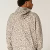 Felpa con cappuccio larga e stretta con stampa leopardata