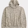 Felpa con cappuccio larga e stretta con stampa leopardata