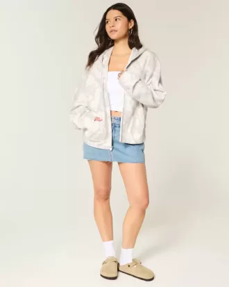 Felpa con cappuccio mimetica oversize con cerniera