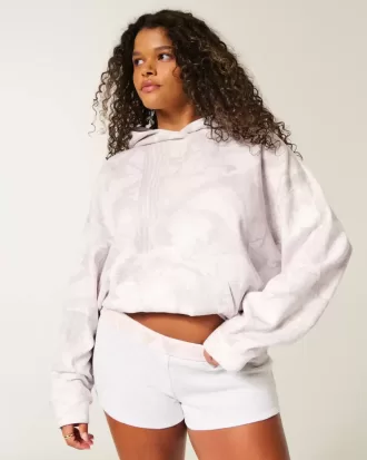 Felpa con cappuccio mimetica rosa oversize