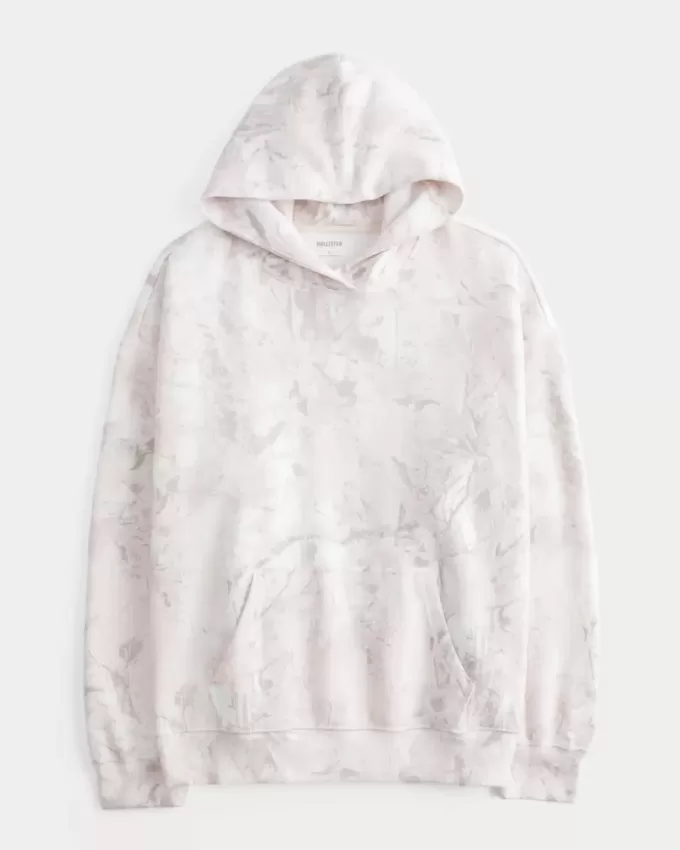 Felpa con cappuccio mimetica rosa oversize