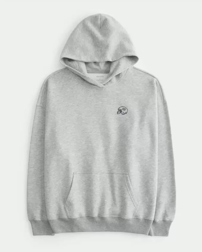 Felpa con cappuccio oversize con grafica da football