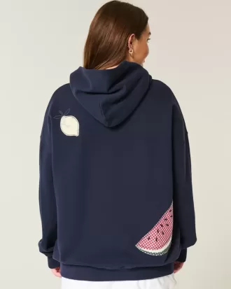 Felpa con cappuccio oversize con grafica di frutta