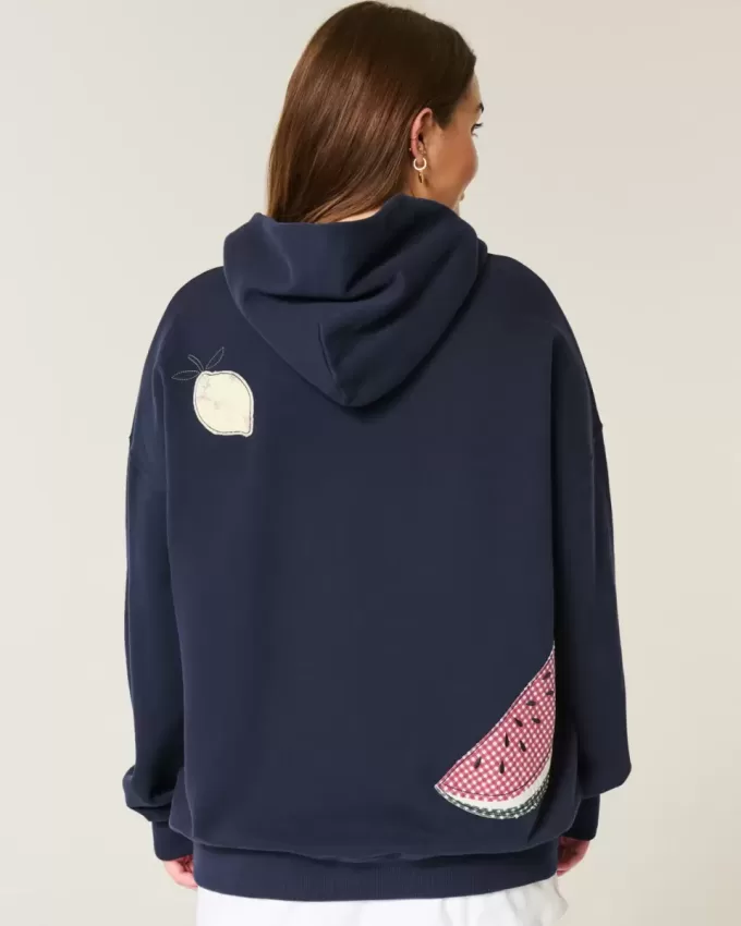 Felpa con cappuccio oversize con grafica di frutta