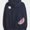 Felpa con cappuccio oversize con grafica di frutta