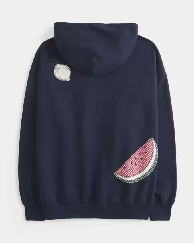 Felpa con cappuccio oversize con grafica di frutta