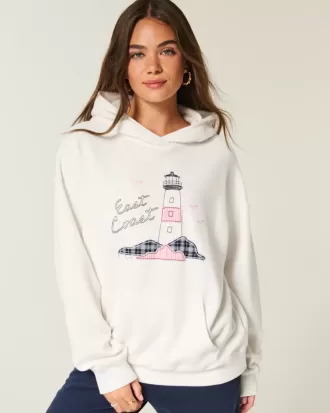 Felpa con cappuccio oversize con grafica East Coast