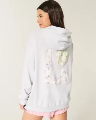 Felpa con cappuccio oversize con grafica I Heart LA