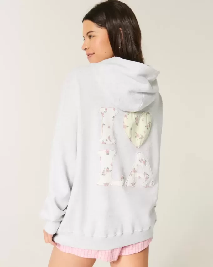 Felpa con cappuccio oversize con grafica I Heart LA