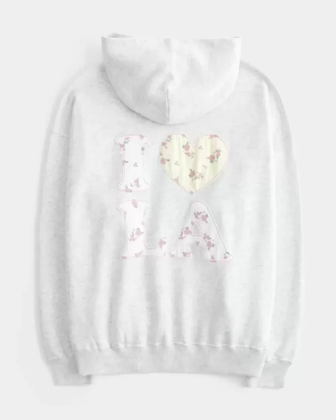 Felpa con cappuccio oversize con grafica I Heart LA