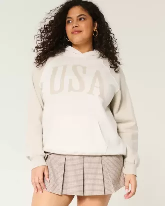 Felpa con cappuccio oversize con grafica USA