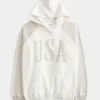 Felpa con cappuccio oversize con grafica USA