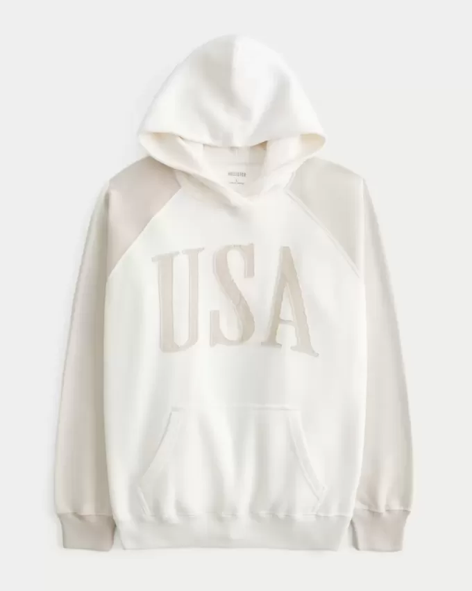Felpa con cappuccio oversize con grafica USA