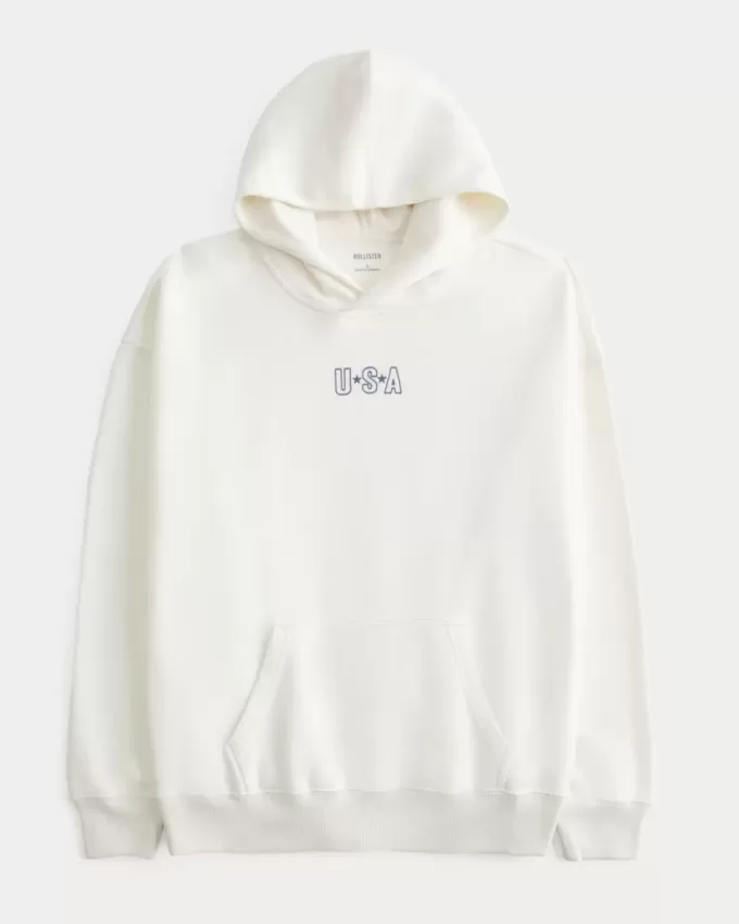 Felpa con cappuccio oversize con grafica USA
