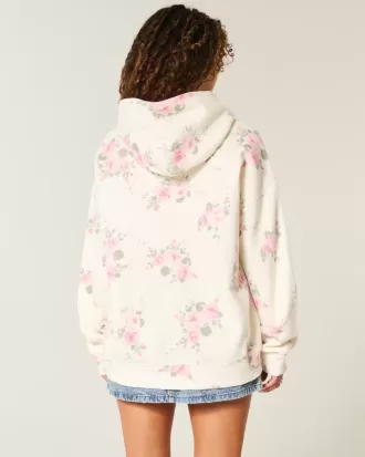 Felpa con cappuccio oversize con motivo floreale Hollister Feel Good