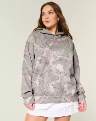 Felpa con cappuccio oversize mimetica Hollister Feel Good