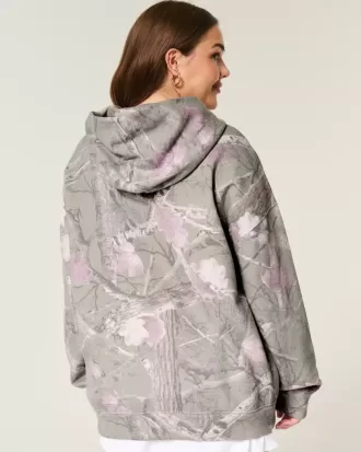 Felpa con cappuccio oversize mimetica Hollister Feel Good