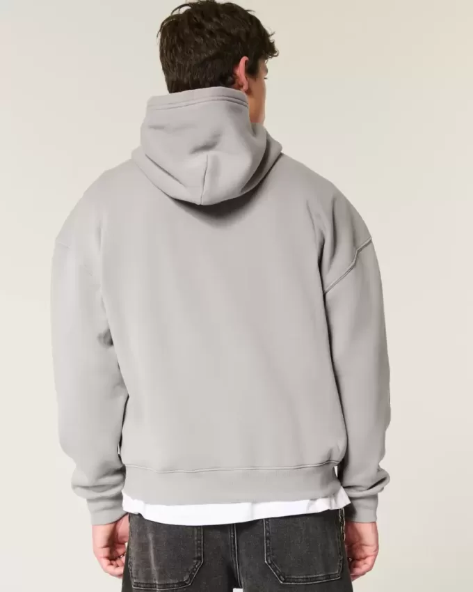 Felpa con cappuccio squadrata lavata