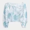 Felpa con doppia spalla scoperta e effetto tie-dye