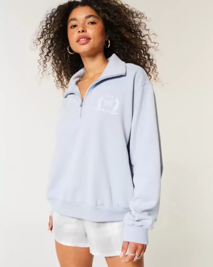 Felpa con mezza zip e grafica Easy Tennis