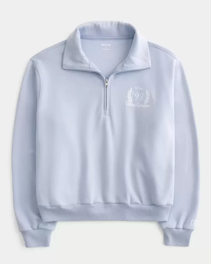 Felpa con mezza zip e grafica Easy Tennis
