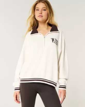 Felpa con mezza zip grafica Easy Boston Tennis Club