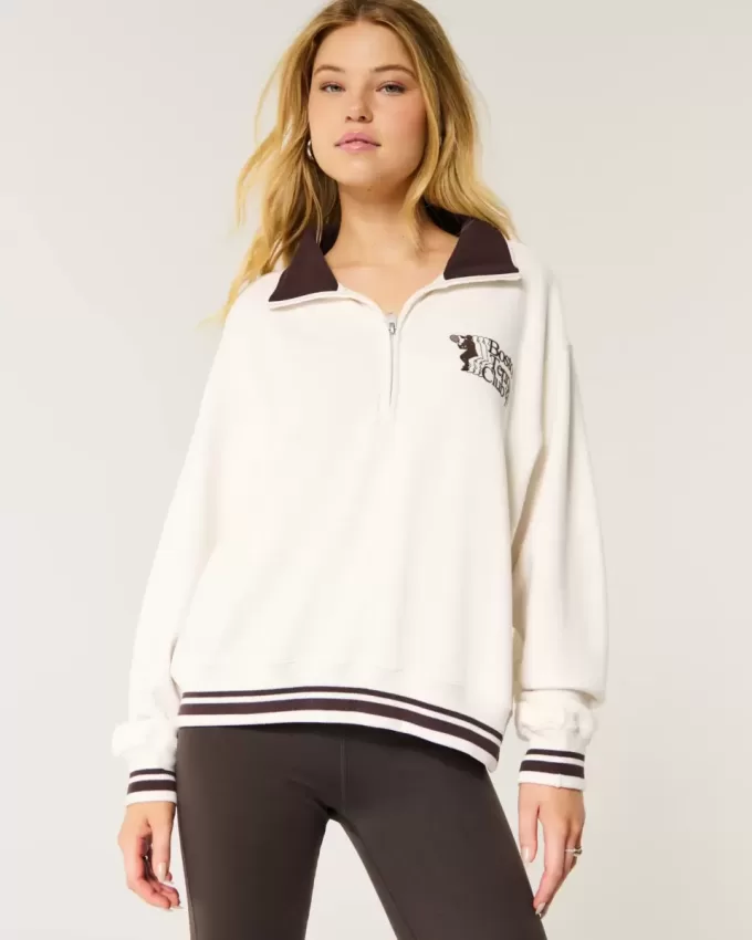 Felpa con mezza zip grafica Easy Boston Tennis Club