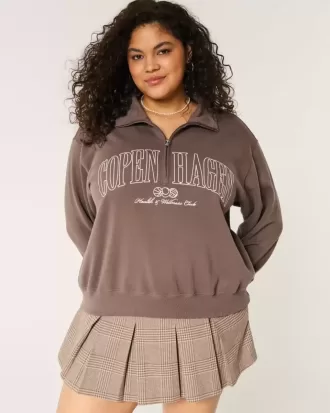 Felpa con mezza zip grafica Easy Copenhagen