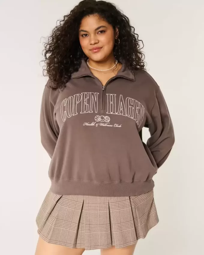 Felpa con mezza zip grafica Easy Copenhagen