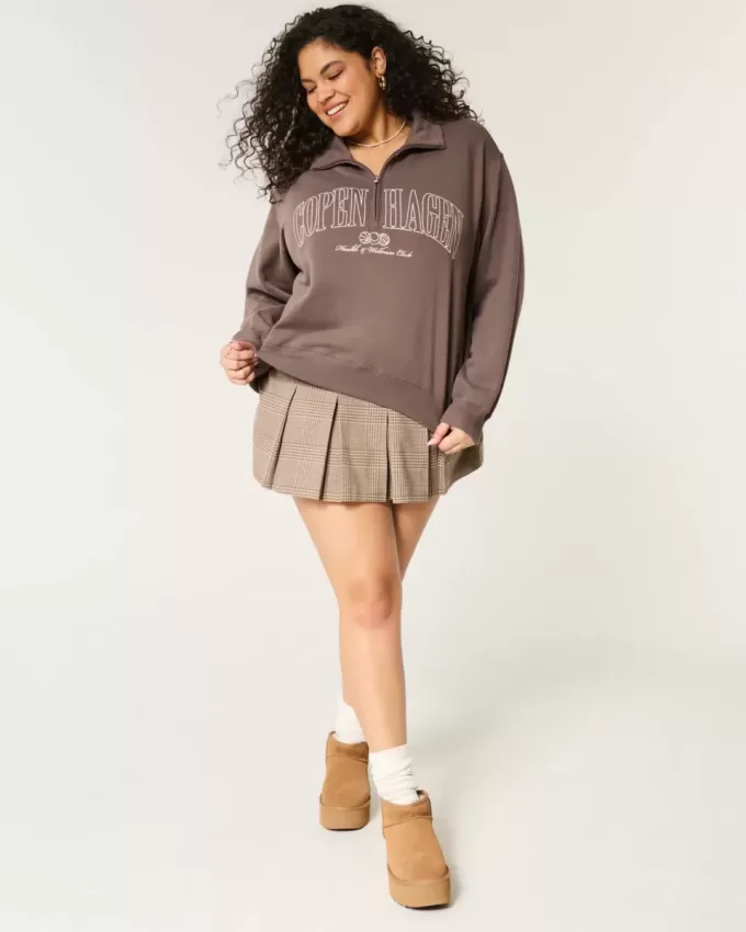 Felpa con mezza zip grafica Easy Copenhagen