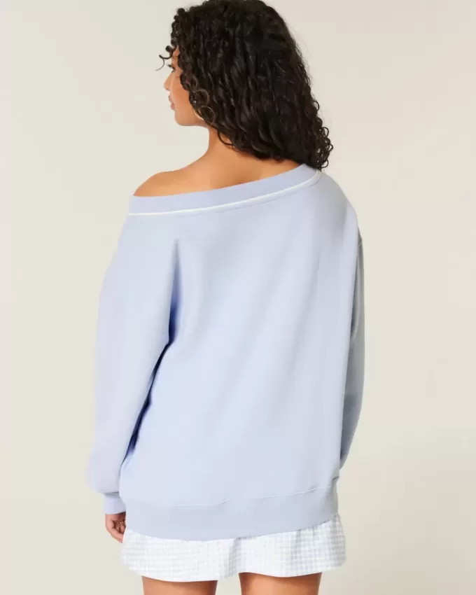 Felpa con scollo a V e grafica con numeri oversize