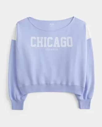 Felpa con stampa Chicago a spalle scoperte