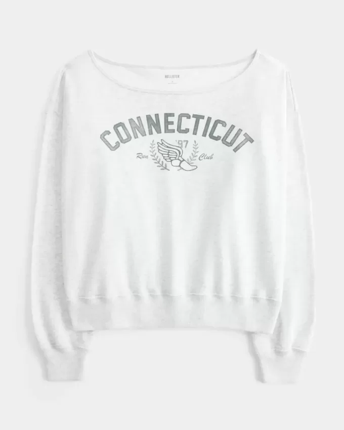 Felpa con stampa Connecticut e spalle scoperte