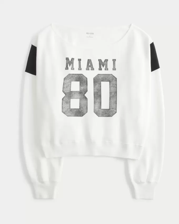 Felpa con stampa Miami e spalle scoperte