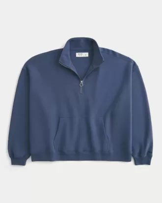 Felpa con zip a un quarto di taglio rettangolare