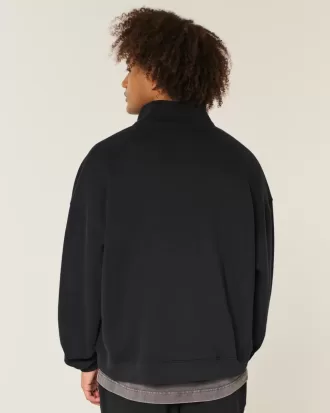 Felpa con zip a un quarto di taglio rettangolare