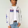 Felpa con zip e grafica Hawaii