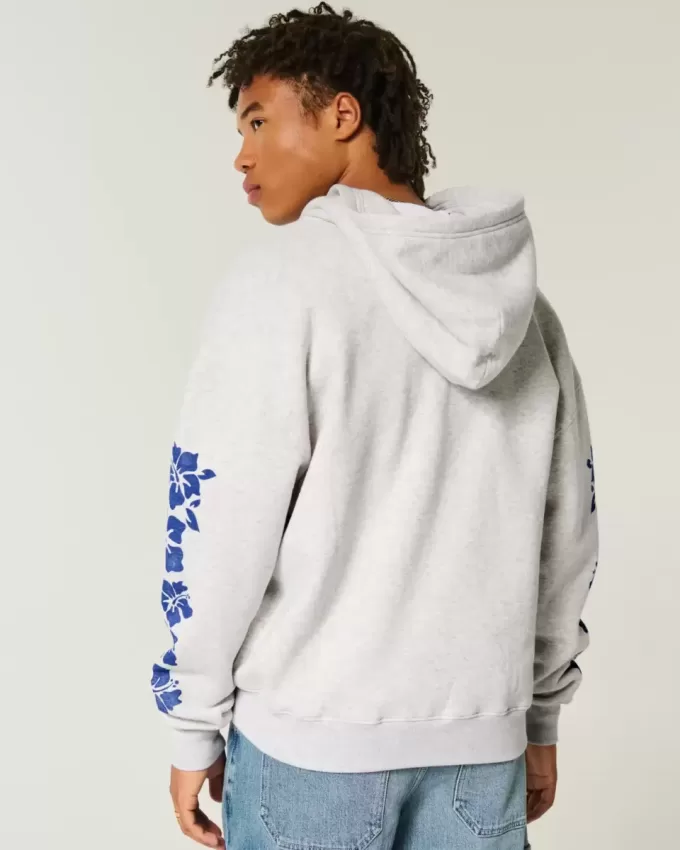 Felpa con zip e grafica Hawaii