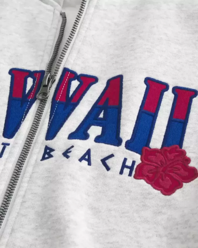 Felpa con zip e grafica Hawaii