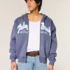Felpa con zip squadrata e grafica Palm Beach