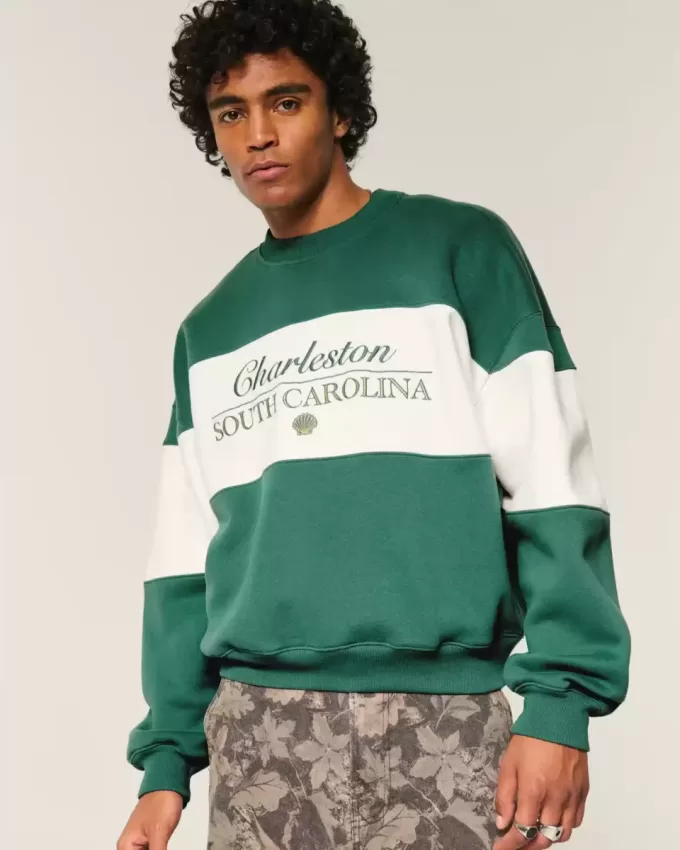 Felpa girocollo con grafica Charleston Baggy Cinch