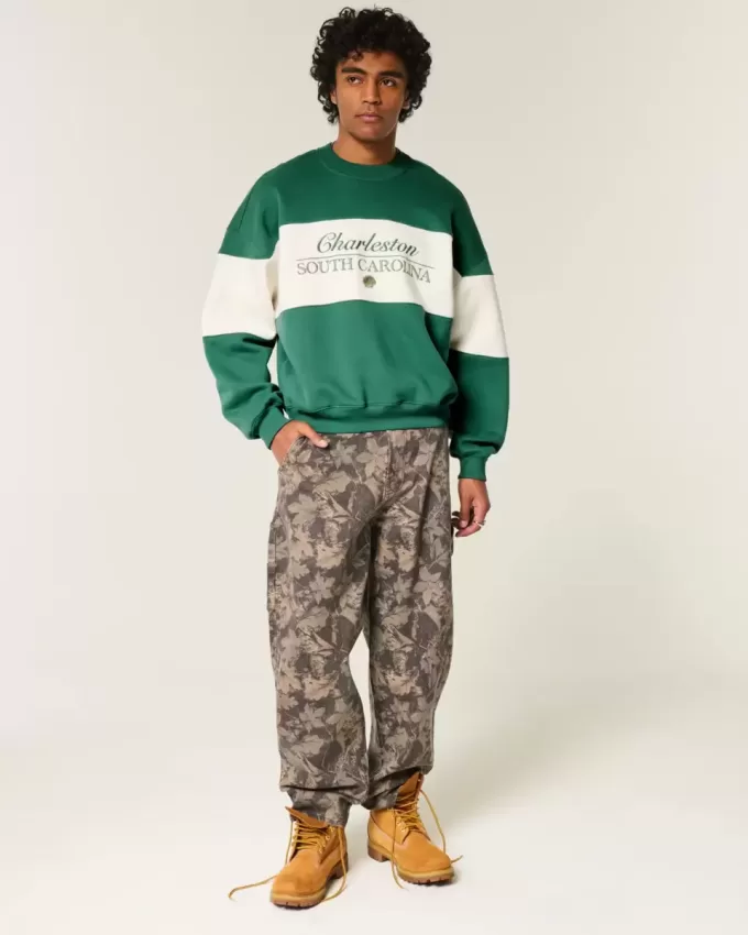 Felpa girocollo con grafica Charleston Baggy Cinch