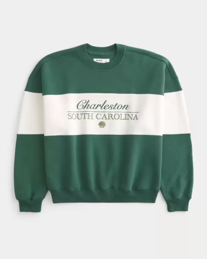 Felpa girocollo con grafica Charleston Baggy Cinch