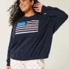 Felpa girocollo con grafica della bandiera americana Easy