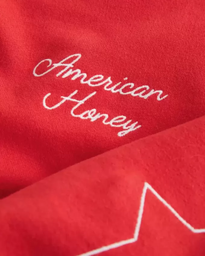 Felpa girocollo con grafica Easy American Honey